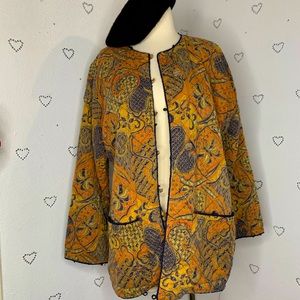 Cool orange print quilted coat 🧡